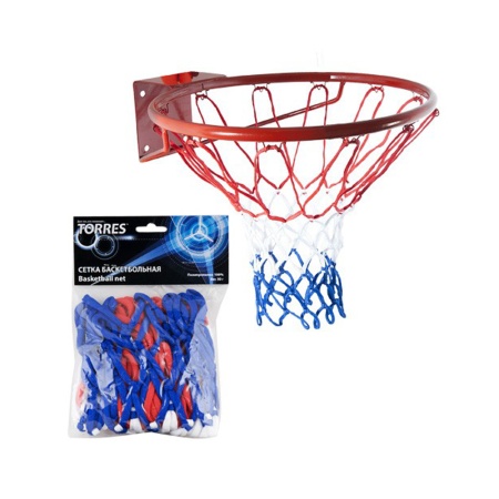 Купить Сетка баскетбольная Torres, нить 4 мм, бело-сине-красная в Боре 